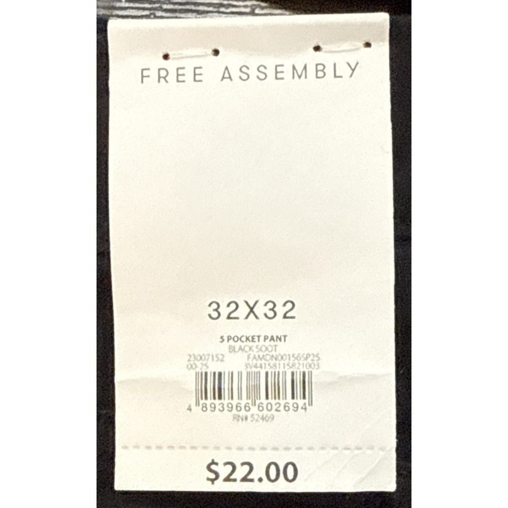 Free Assembly Black Jeans Straight Leg 5 Pocket Modern - New With Tags - Picture 13 of 15